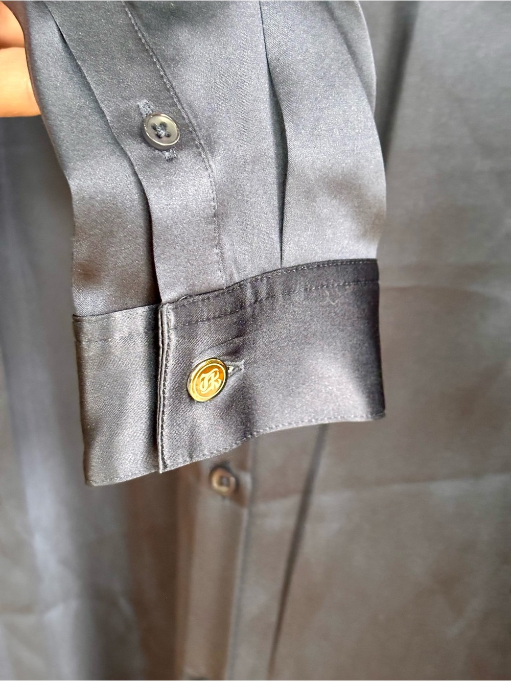 THE KOOPLES 100% Silk Navy Button-Down Blouse NWT Size Small - Picture 9 of 12